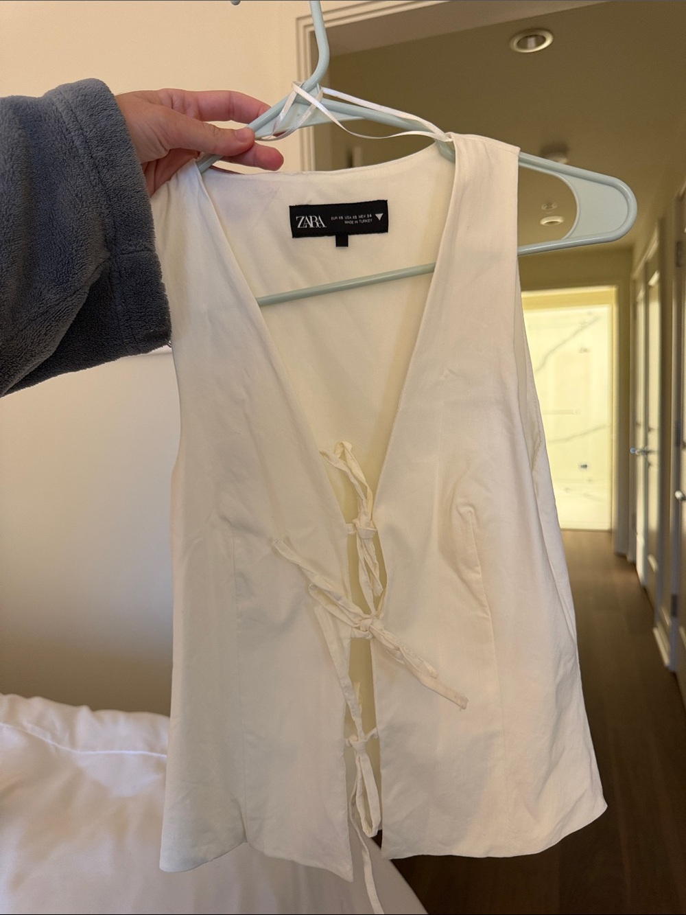 Zara Ivory Tie-Front V-Neck Camisole